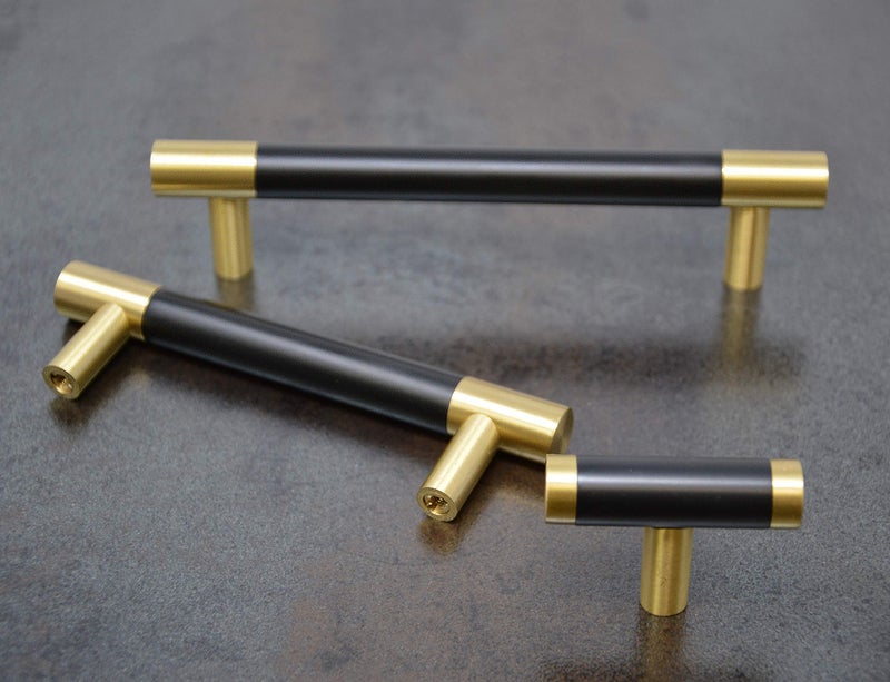 Linkaa10 Packä¸¨ 5 Inch(128mm) Kitchen Cabinet Handles Pulls Gold Drawer Pulls with Black Planting, Black Dresser Knobs for Kitchen Cabinet Cupboard Bedroom Bathroomï¼ˆSolid Brassï¼Œ5â€˜â€™ (128 mm) - Image 5